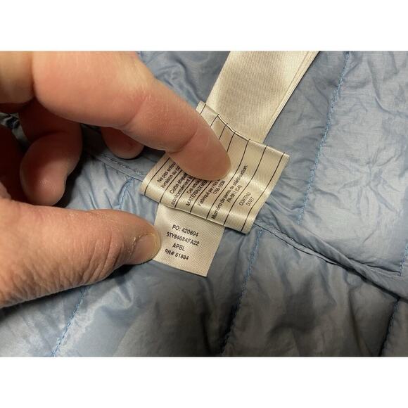 PATAGONIA Women’s L Down Fill Puff Jacket Blue Two Toned Netplus Shells - Picture 11 of 13